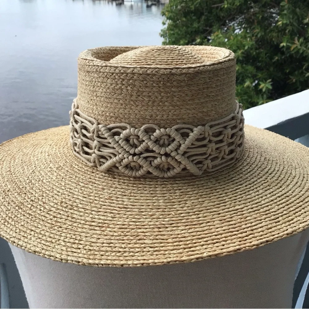 San Diego Hat Company Sandy Beach Women’s Raffia Telescope Boater Wide Brim Hat - Picture 9 of 16